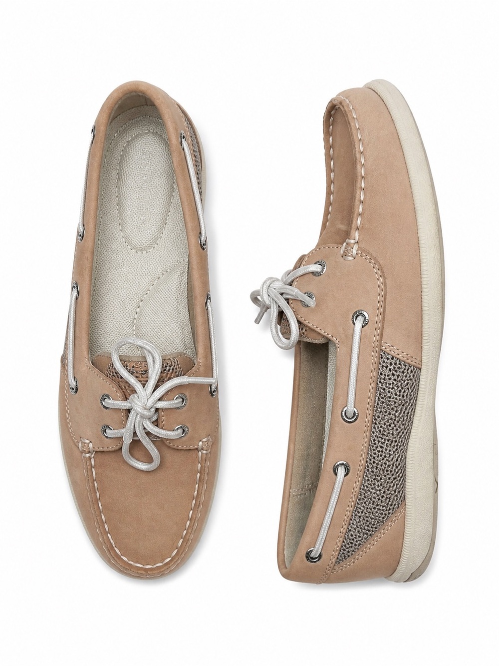 Sperry Top-Sider Leather Boat Shoes Tan Mesh Comfort Casual Size 10 Wide